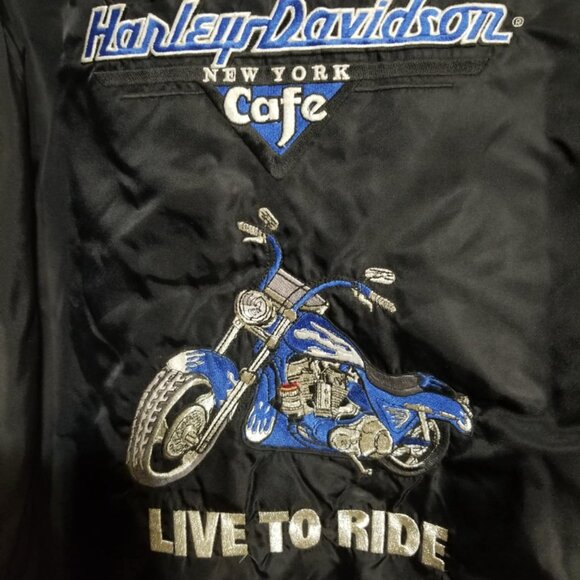 Harley Davidson Jacket, New York Cafe, Bomber-Style, Embroidered, Large - Picture 4 of 7